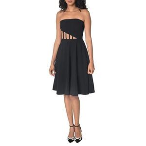 Dress The Population Women's Anneli Illusion-Waist Strapless Midi Dress Black Me